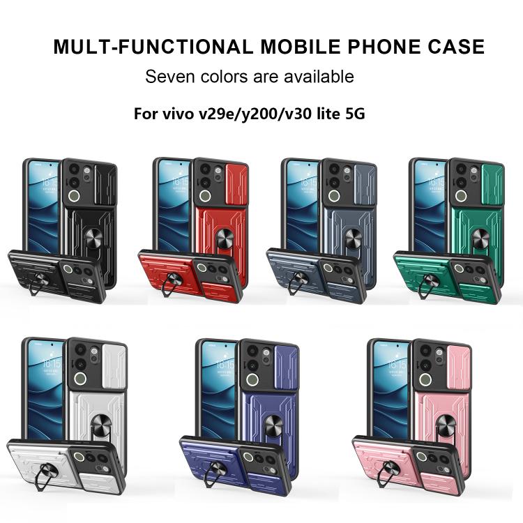 For vivo V29e / Y200 5G / V30 Lite 5G Sliding Camshield TPU+PC Phone Case with Card Slot