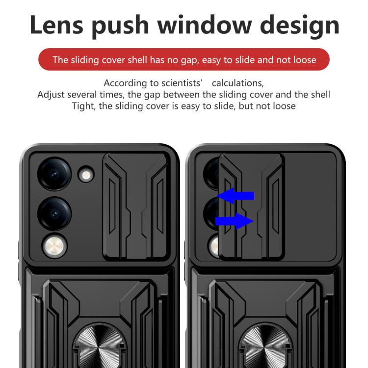 For vivo Y29s 5G / Y04 4G Sliding Camshield TPU+PC Phone Case with Card Slot