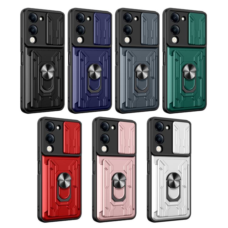 For vivo Y29s 5G / Y04 4G Sliding Camshield TPU+PC Phone Case with Card Slot