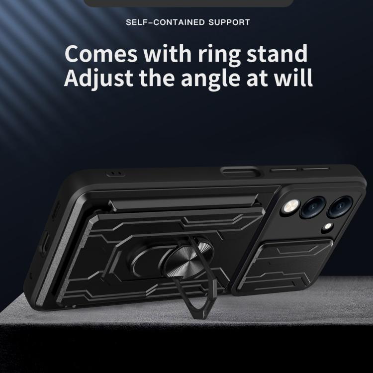 For vivo Y29s 5G / Y04 4G Sliding Camshield TPU+PC Phone Case with Card Slot
