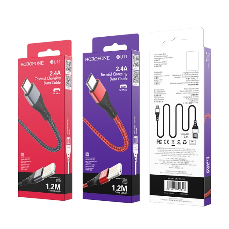 Borofone BU11 1.2m 2.4A Max Output USB to Micro USB Tasteful Nylon Data Sync Charging Cable