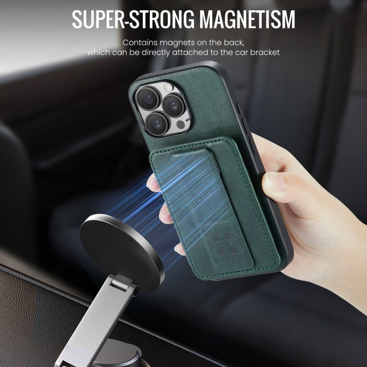 For iPhone 16 Pro Max Fierre Shann Oil Wax Cow Leather Card Holder Back Phone Case
