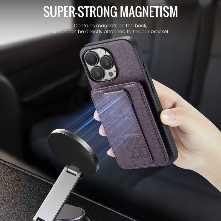 For iPhone 16 Pro Fierre Shann Oil Wax Cow Leather Card Holder Back Phone Case