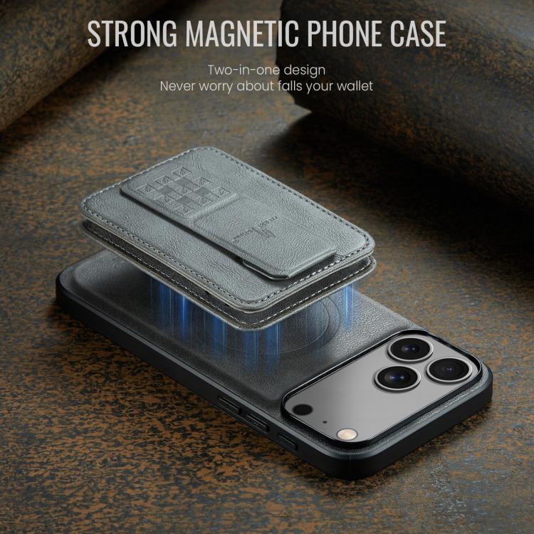 For iPhone 17 Pro Max Fierre Shann Oil Wax Cow Leather Card Holder Back Phone Case