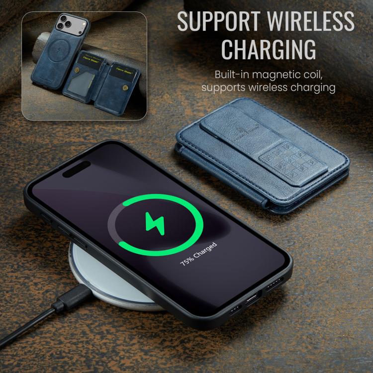 For iPhone 17 Pro Max Fierre Shann Oil Wax Cow Leather Card Holder Back Phone Case