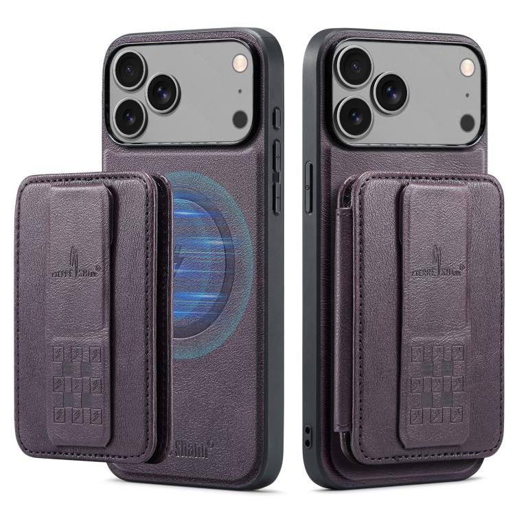 For iPhone 17 Pro Max Fierre Shann Oil Wax Cow Leather Card Holder Back Phone Case