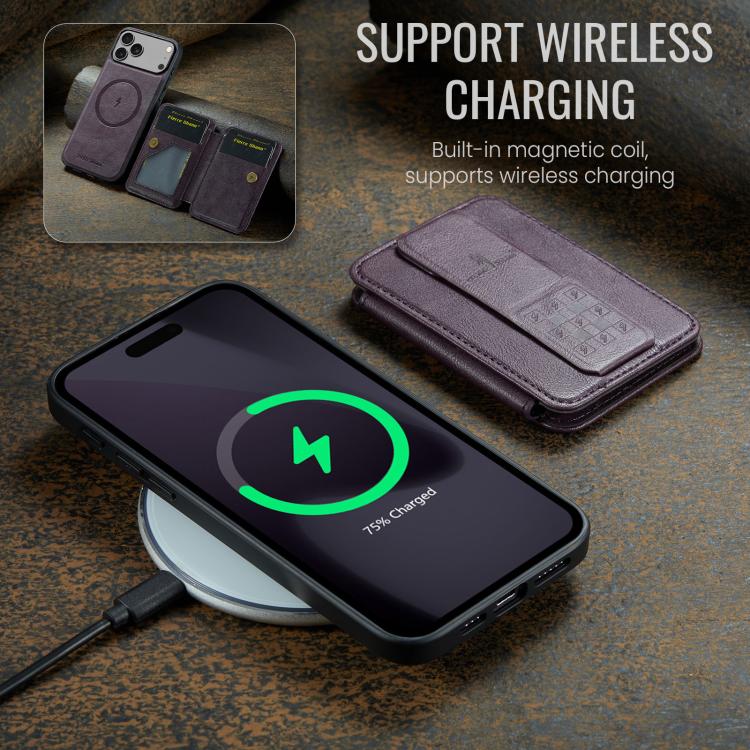 For iPhone 17 Pro Max Fierre Shann Oil Wax Cow Leather Card Holder Back Phone Case