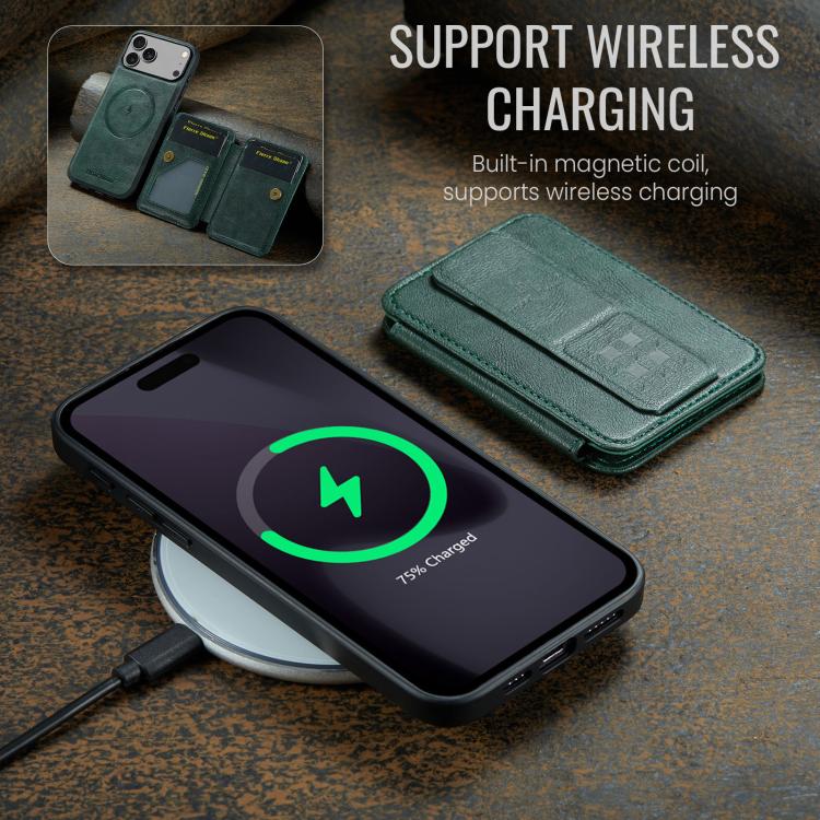 For iPhone 17 Pro Fierre Shann Oil Wax Cow Leather Card Holder Back Phone Case