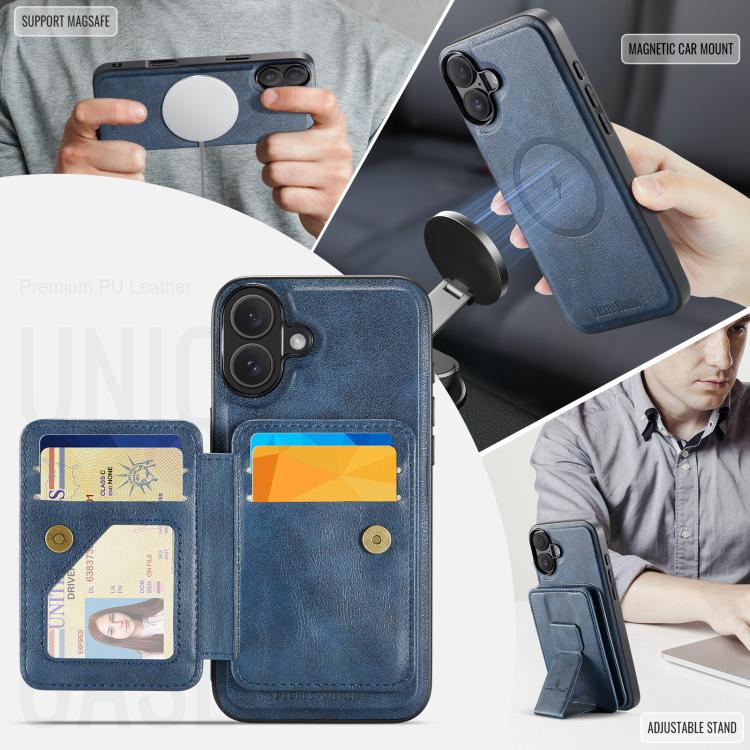 For iPhone 17 Fierre Shann Oil Wax Cow Leather Card Holder Back Phone Case
