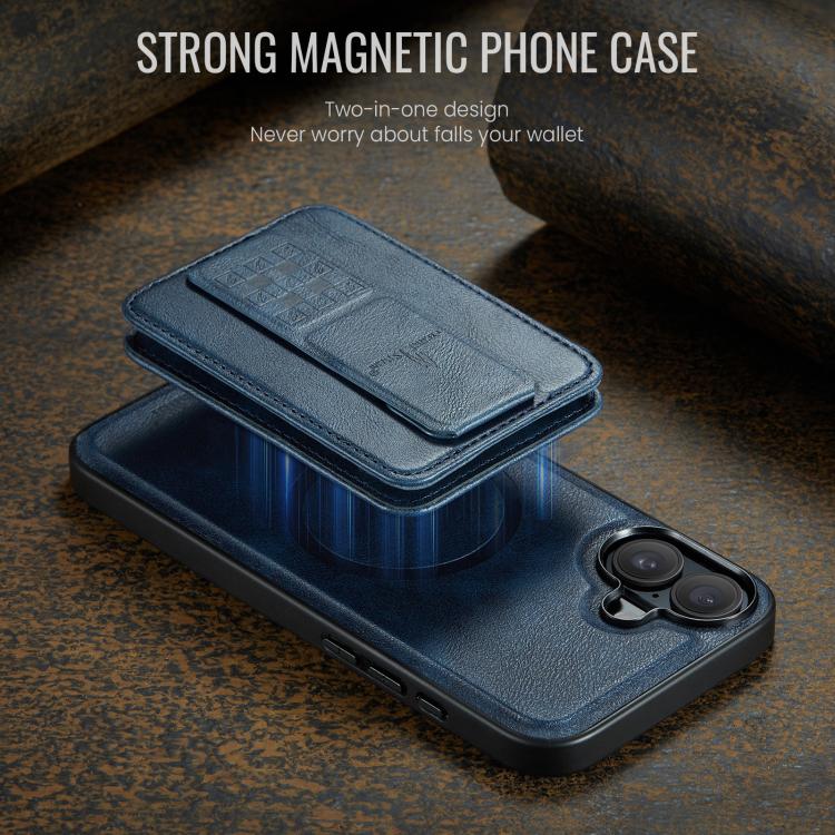 For iPhone 17 Fierre Shann Oil Wax Cow Leather Card Holder Back Phone Case