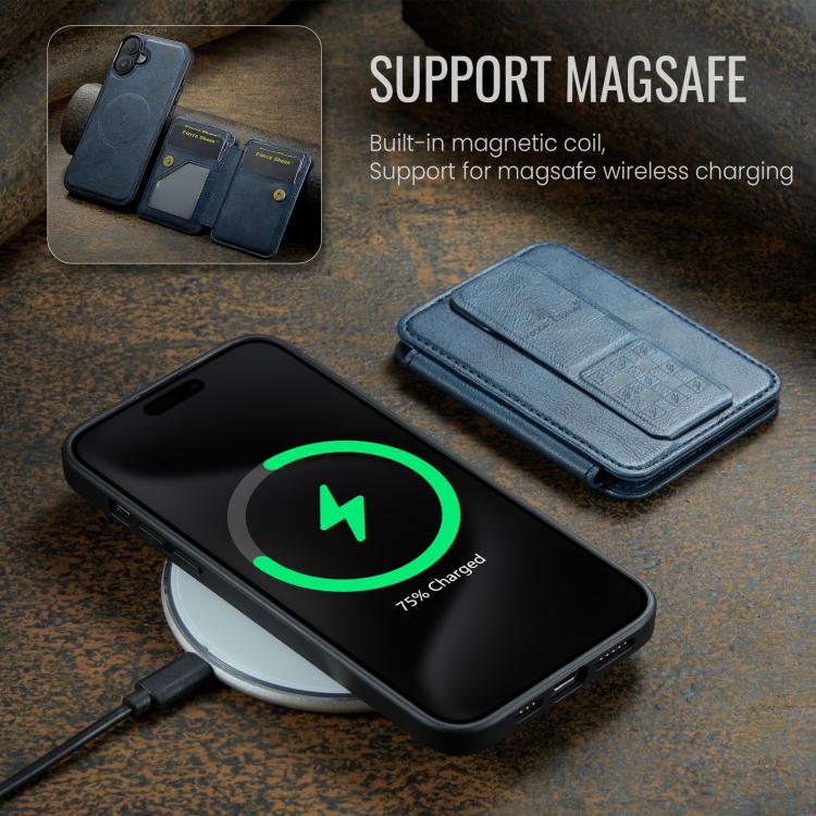 For iPhone 17 Fierre Shann Oil Wax Cow Leather Card Holder Back Phone Case