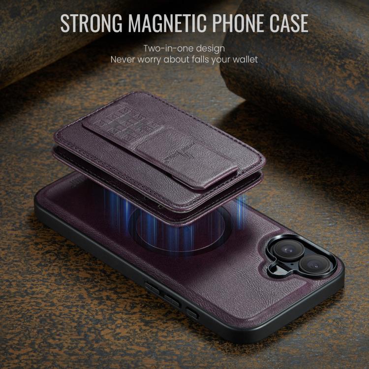 For iPhone 17 Fierre Shann Oil Wax Cow Leather Card Holder Back Phone Case