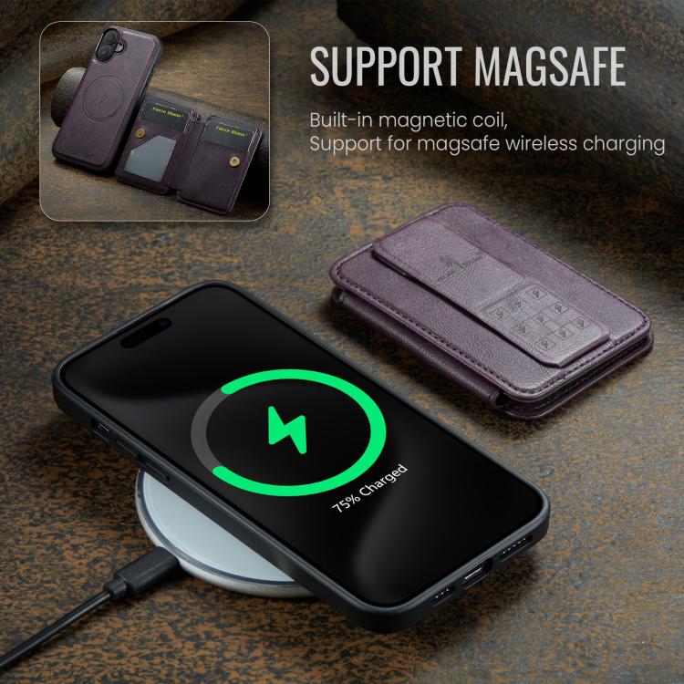 For iPhone 17 Fierre Shann Oil Wax Cow Leather Card Holder Back Phone Case
