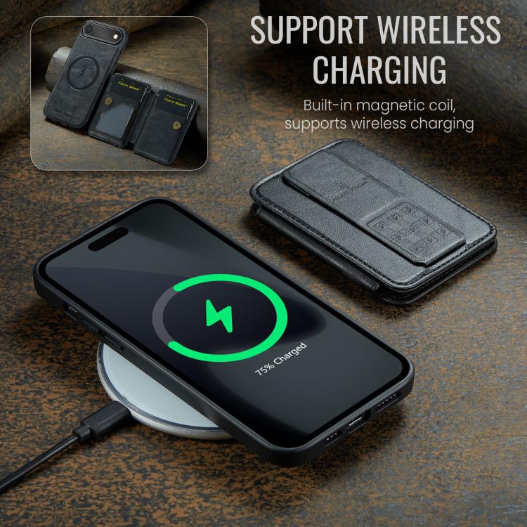 For iPhone Air Fierre Shann Oil Wax Cow Leather Card Holder Back Phone Case