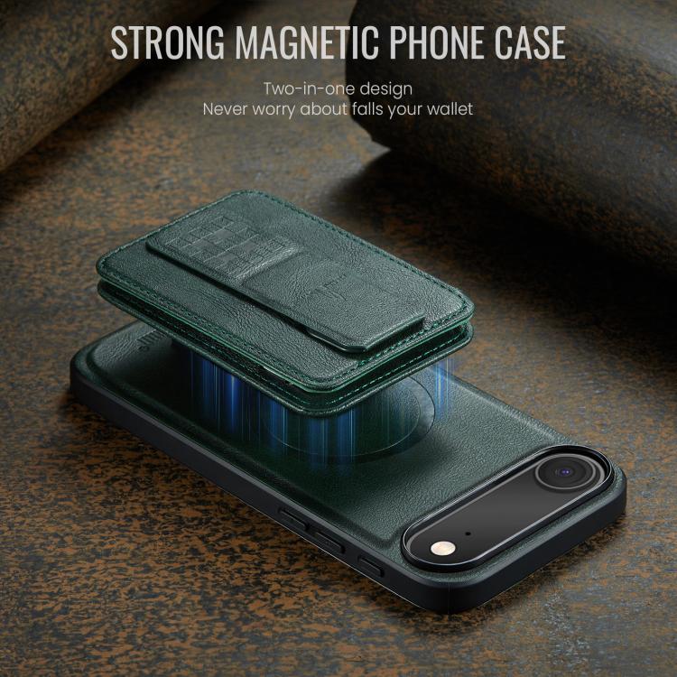 For iPhone Air Fierre Shann Oil Wax Cow Leather Card Holder Back Phone Case