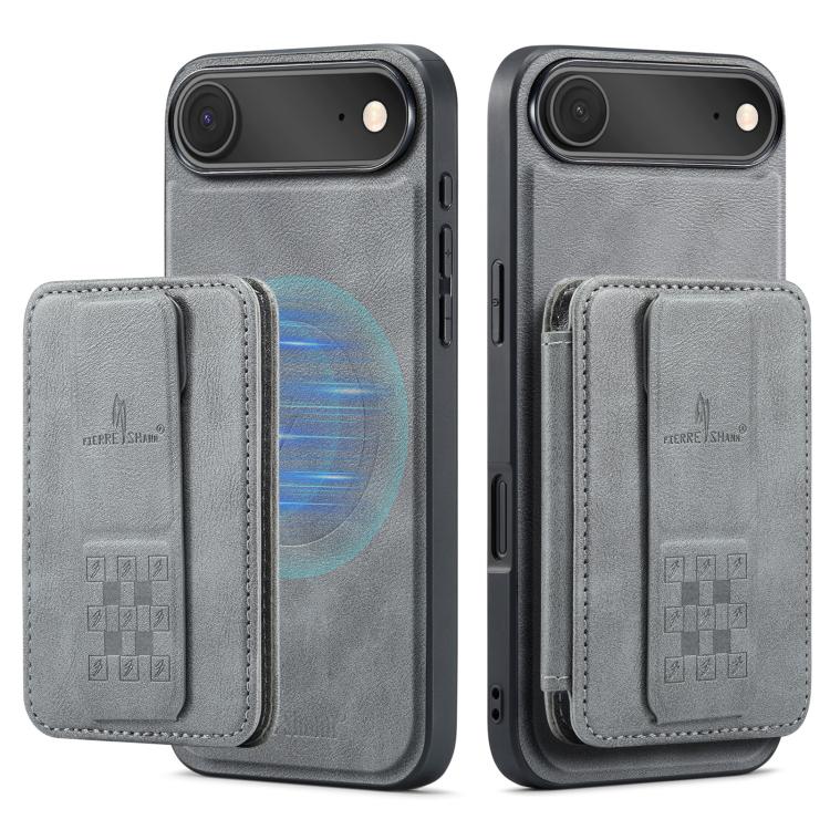 For iPhone Air Fierre Shann Oil Wax Cow Leather Card Holder Back Phone Case