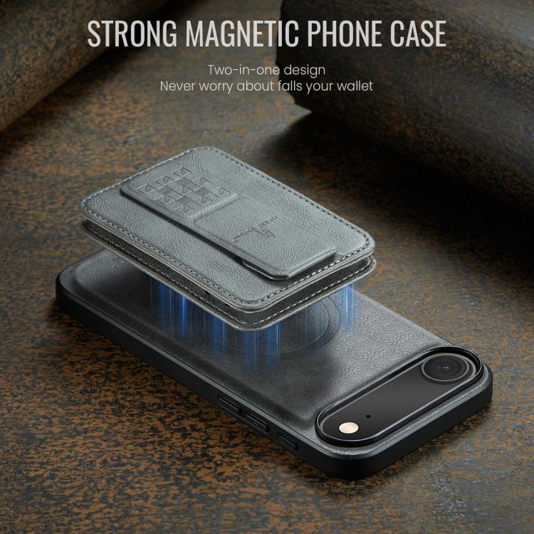 For iPhone Air Fierre Shann Oil Wax Cow Leather Card Holder Back Phone Case