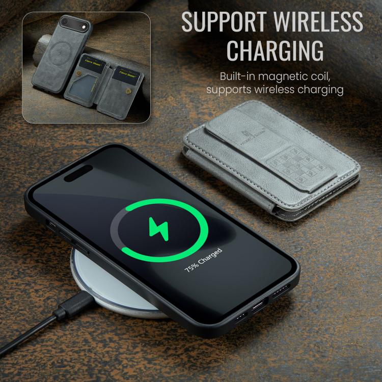 For iPhone Air Fierre Shann Oil Wax Cow Leather Card Holder Back Phone Case