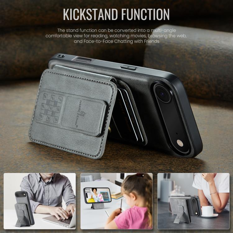 For iPhone Air Fierre Shann Oil Wax Cow Leather Card Holder Back Phone Case