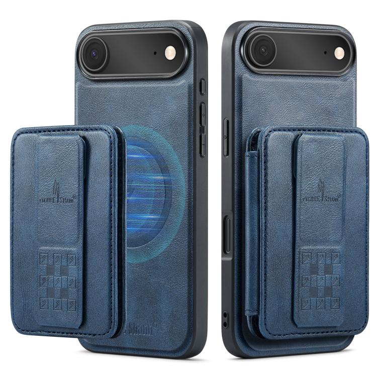 For iPhone Air Fierre Shann Oil Wax Cow Leather Card Holder Back Phone Case