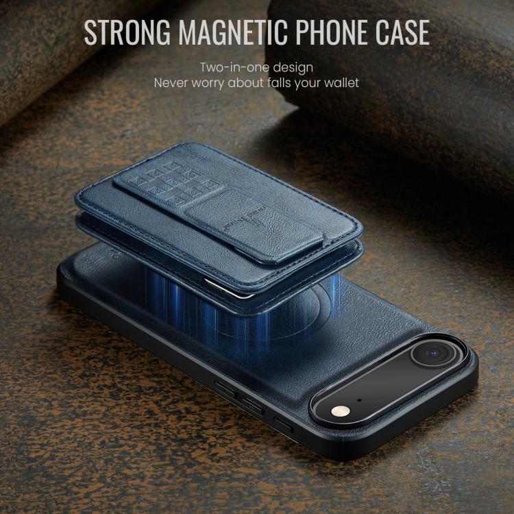 For iPhone Air Fierre Shann Oil Wax Cow Leather Card Holder Back Phone Case