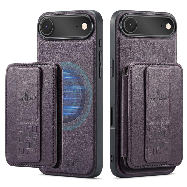 For iPhone Air Fierre Shann Oil Wax Cow Leather Card Holder Back Phone Case
