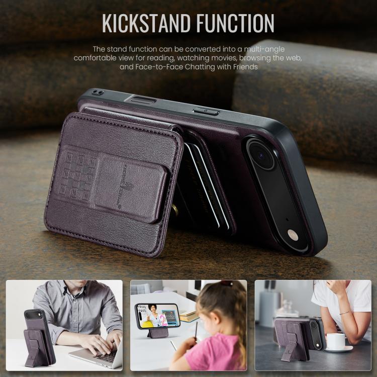 For iPhone Air Fierre Shann Oil Wax Cow Leather Card Holder Back Phone Case