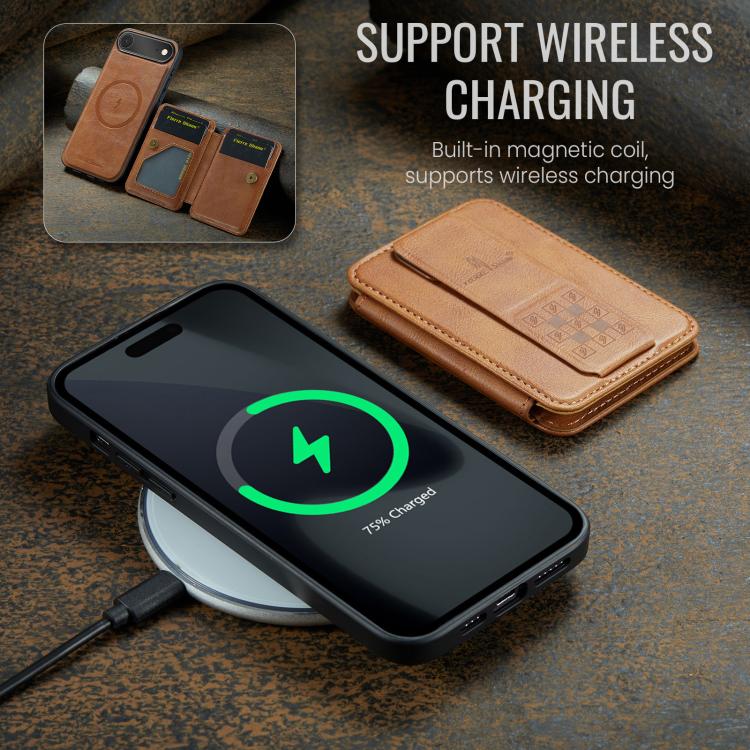 For iPhone Air Fierre Shann Oil Wax Cow Leather Card Holder Back Phone Case