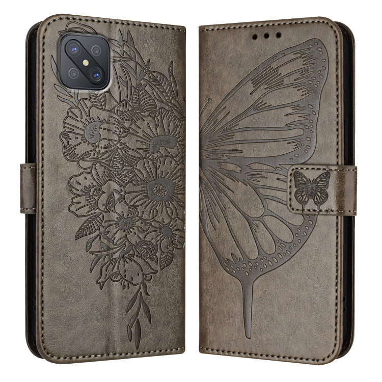 For OPPO A92s Embossed Butterfly Leather Phone Case