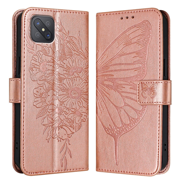 For OPPO A92s Embossed Butterfly Leather Phone Case