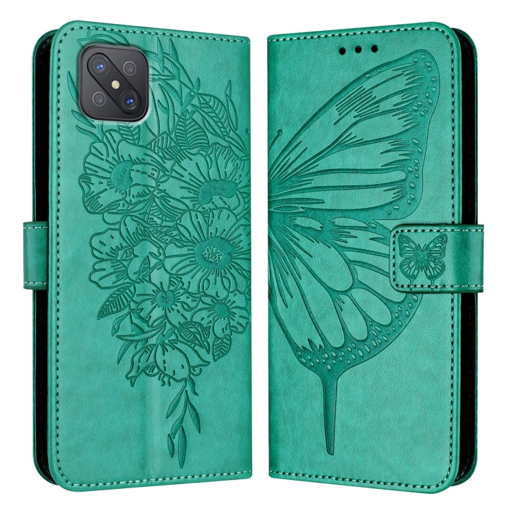For OPPO A92s Embossed Butterfly Leather Phone Case