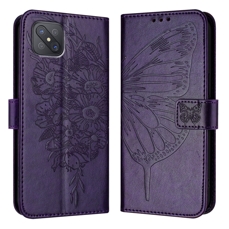 For OPPO A92s Embossed Butterfly Leather Phone Case