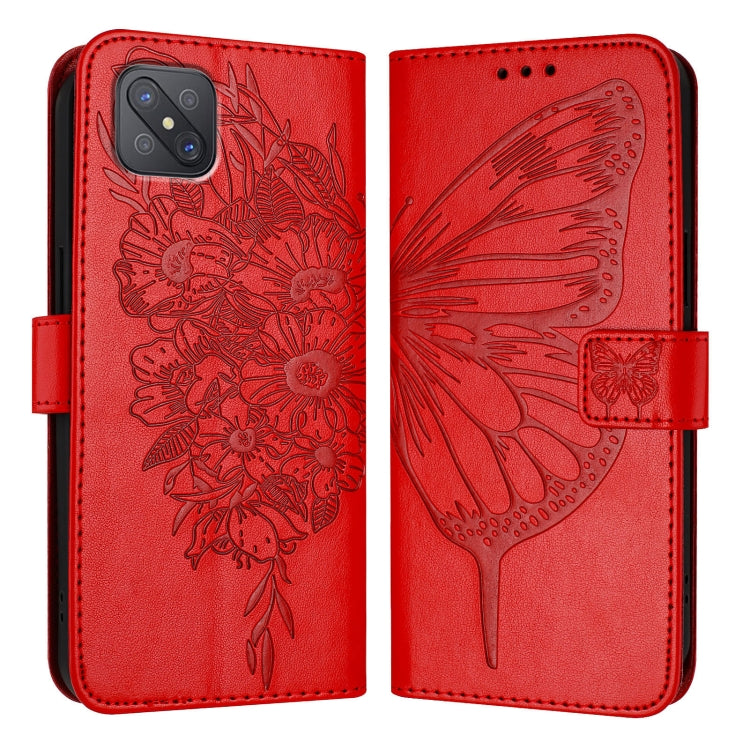 For OPPO A92s Embossed Butterfly Leather Phone Case