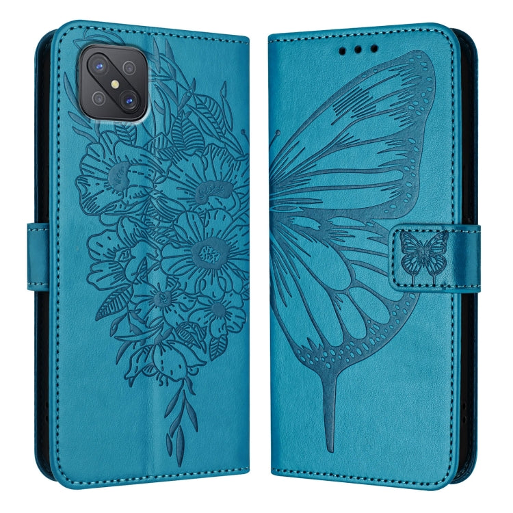 For OPPO A92s Embossed Butterfly Leather Phone Case