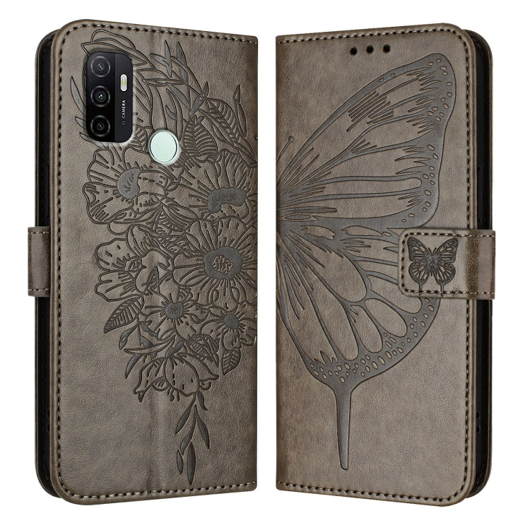 For OPPO A53s 4G / A33 2020 4G Embossed Butterfly Leather Phone Case