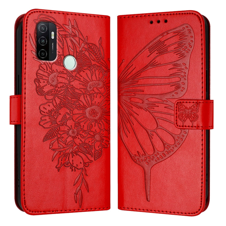 For OPPO A53s 4G / A33 2020 4G Embossed Butterfly Leather Phone Case