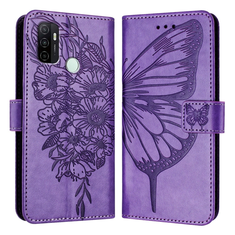 For OPPO A11s 4G Embossed Butterfly Leather Phone Case