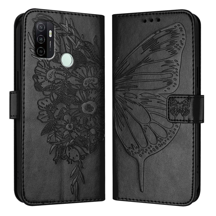 For OPPO A11s 4G Embossed Butterfly Leather Phone Case