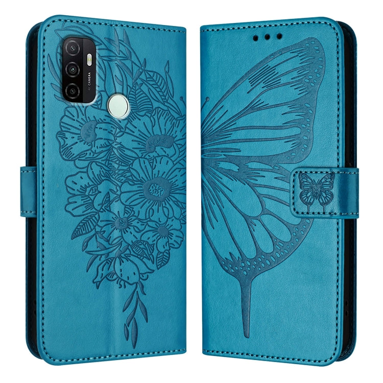 For OPPO A11s 4G Embossed Butterfly Leather Phone Case
