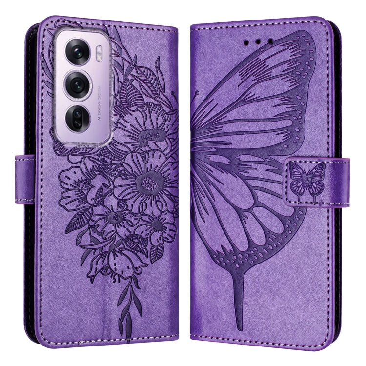 For OPPO Reno12 Pro 5G Global Embossed Butterfly Leather Phone Case