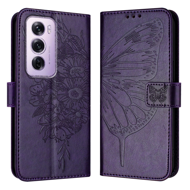 For OPPO Reno12 Pro 5G Global Embossed Butterfly Leather Phone Case