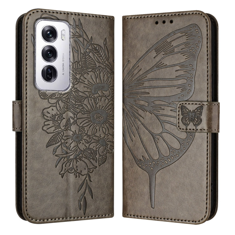 For OPPO Reno12 5G Global Embossed Butterfly Leather Phone Case