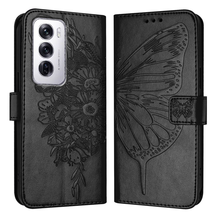 For OPPO Reno12 5G Global Embossed Butterfly Leather Phone Case