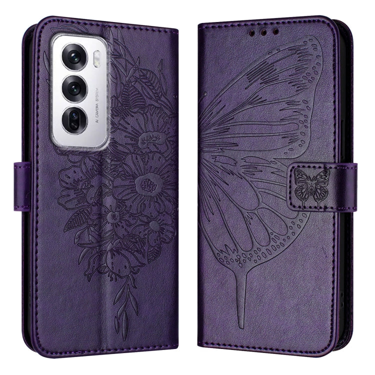 For OPPO Reno12 5G Global Embossed Butterfly Leather Phone Case