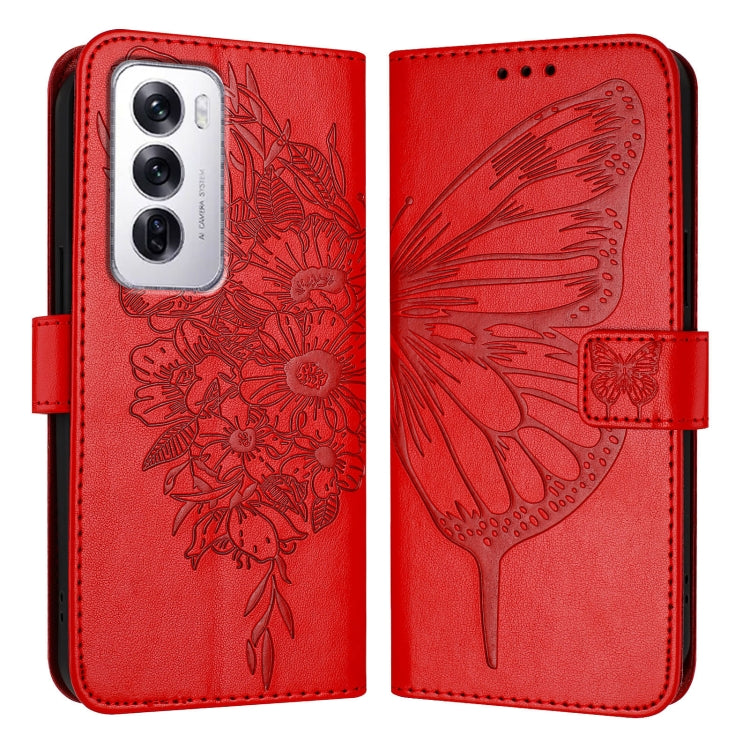 For OPPO Reno12 5G Global Embossed Butterfly Leather Phone Case