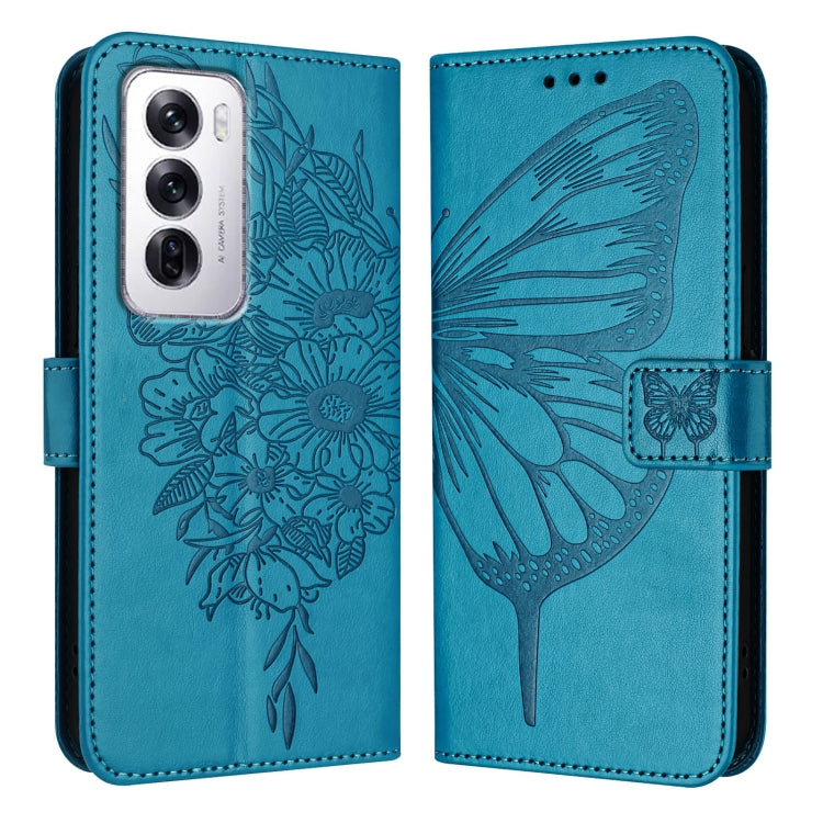 For OPPO Reno12 5G Global Embossed Butterfly Leather Phone Case