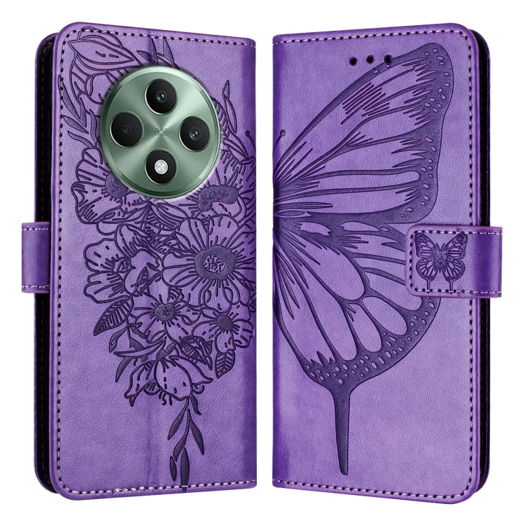 For OPPO Reno12 F 5G Global Embossed Butterfly Leather Phone Case