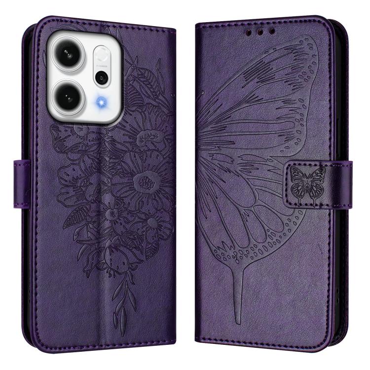 For OPPO Reno14 5G Global Embossed Butterfly Leather Phone Case