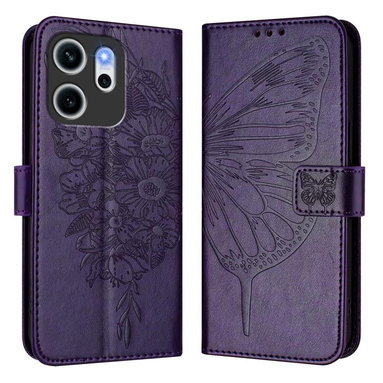 For OPPO Reno14 F 5G Embossed Butterfly Leather Phone Case