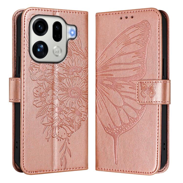 For OPPO Find X9 Pro Embossed Butterfly Leather Phone Case